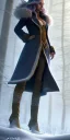 Placeholder: Cute elven female adventurer with ears out of her hairsdressed in a warm overcoat, wearing boots on paves, posing frontally, in style of Cedric Peyravernay Art, microdetails, ultradetailed --ar 2:3 --beta --upbeta --upbeta