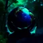 Placeholder: promise the world, dark green and blue colors, without hands, fantasy atmosphere, photo quality