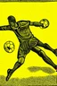 Placeholder: Woodcut, soccer kick