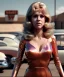 Placeholder: Ultra Realistic retro sci-fi movie Supermarket parking scene, 1960 year, waist up view portrait, 2 clones blonde women, sweet teenager Jane Fonda face, perfect iris, glow eyes, face makeup, tight latex coat, Scare people, Retro sci-fi style, soft color, highly detailed, unreal engine 5, ray tracing, RTX, lumen lighting, ultra detail, volumetric lighting, 3d, finely drawn, high definition, high resolution.