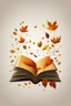 Placeholder: square logo , landscape with leaf fall, flying leaves in the book