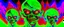 Placeholder: A movie poster featuring jcreatures from mars attacks movie vivid RANDOM BRIGHT neon colors, dark comedy, well lit, high detail, photorealistic, horrorcore, fun, scary, none featured, each a different color or hue,