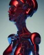 Placeholder: A beautiful portrait of a cyborg body women red color scheme, high key lighting, volumetric light high details psychedelic background