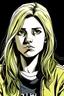 Placeholder: Female, daughter, 15 years old, sad, with blonde hair in a comic style