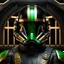 Placeholder: star wars bald male corellian pilot wearing black and gasoline green First Order special forces TIE pilot armored flightsuit and helmet with gold trim inside the jedi temple, centered head and shoulders portrait, hyperdetailed, dynamic lighting, hyperdetailed background, 8k resolution, volumetric lighting, light skin, fully symmetric details