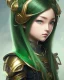 Placeholder: Detailed anime child elf girl, green hair, black and green dragon scale armour, intricate details, full body portrait, keep head in frame, slight smile, black Japanese motif, concept art, highly detailed, digital painting, concept art, sharp focus, illustration, art by Yoji Shinkawa, WLOP and greg rutkowski and alphonse mucha and artgerm and yanjun Chen and Junji ito and Makoto Shinkai, HDR, octane render