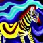 Placeholder: Dibujo al oleo de una zebra pintadas con muchas nubes de colores estilo Vincent van Gogh