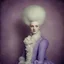 Placeholder: Marie-Antoinette,purple fur, strpied wallpaper, old autochrome