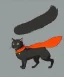 Placeholder: cat 2d, knight, ninja, black fur,full body, orange torn coat,game character, strong, anime, chibi , like zelda game