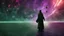 Placeholder: matrix universe, space, planets, god creation walking on light, purple, dark green and red,