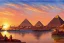 Placeholder: An ancient Egypt city at the Nile, pyramids in the background, Egyptian temples, by matthieu lauffray, sunrise, stunning environment, perfect composition, oil on canvas, super highly detailed, wide-angle, diffused lighting, 8 k Uhd, god rays