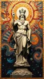 Placeholder: A statute of a god from Atlantis in a galaxy designed in ancient Roman mosaics painted by Claude Monet