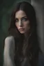 Placeholder: Portrait of young sensual woman with blue eyes and long dark hair. Photo taken under the natural light