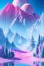 Placeholder:  mountain topped with pink ice-cream, lake, trees, mystical, Neo-Dada,