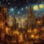 Placeholder: gothic painting of a victorian city in a fantasy starry night photorealistic