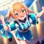 Placeholder: Clear focus,High resolution,High quality, An anime girl, cheerleader, jumping, sweating