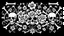 Placeholder: gothic tracery of bones, flowers and skulls, black and white