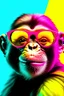 Placeholder: photo funny monkey wearing sunglasses on a colorful background generative ai