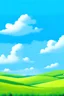 Placeholder: impressionist style panting of two cloud on a blue summer sky over green rolling hills in the Tuscanian country
