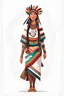 Placeholder: Indigenous woman, vector style, full body floating, white clean background
