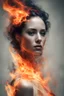 Placeholder: An abstract and captivating digital artwork, portrait of a woman with burning edges