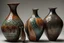 Placeholder: Wide Shot, Contemporary Vase shapes and designs in Obvara Glaze, Carbon Trapping Glaze, and Oxidation Glaze with intricate Underglaze designs":"HDRI, Intense Multi-colours, Studio Lighting, insanely detailed, Deep Focus, f/11, 50mm Lens