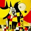 Placeholder: abstract art, elephant contrivance, by Joan Miro and VS Gaitonde, mind-bending abstract image, fragmented, subconscious deconstructivism, yellow and black and white and red color scheme