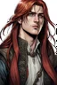 Placeholder: Handsome male half-vampire. 23 years old. Long red hair. Light blue eyes. Wearing fine medieval clothes.