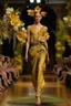 Placeholder: Model in runway with orchids like principal elements