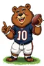 Placeholder: big burly Bear takes a playful turn in a football-themed crossover! Dressed in a Chicago Bears jersey, he stands on the field with a football in hand, a mischievous grin on his face. Instead of his usual magic, he balances the football effortlessly on his finger, ready to bring magic to the game. The scene is set against a white background.