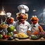 Placeholder: Friday's inspirational subject: The Muppets Swedish Chef cooking, the guests are other famous muppets. Animated, 3d , funny