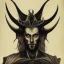 Placeholder: Portrait of Lucifer looking like Nergal from Behemoth symmetric realistic with golden crown