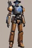 Placeholder: A Star Wars Combat Droid, Wearing Western Cowboy Clothes, Armour looks like Halo, Wearing a cowboy hat and a Cowboy Over-Coat.