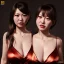 Placeholder: photo face and bust, 1 hitomi tanaka, red dress, highly realistic, highly detailed, octane render,