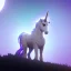 Placeholder: White unicorn under the Moon