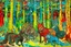 Placeholder: A multicolored woods with piercing eyed wolves painted by Vincent van Gogh