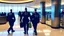 Placeholder: 2 security officers escort upset man in suit out of airport lounge