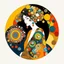 Placeholder: diseño gráfico para una tienda online de moda circular para mujer, que vende ropa, accesorios y objetos nuevos y usados, vintage, con colores intensos y atractivos, inspirado en Gustav Klimt