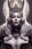 Placeholder: Mae West as evil queen in black leather, leather, busty, cleavage, angry, stern look. character design by cory loftis, fenghua zhong, ryohei hase, ismail inceoglu and ruan jia. unreal engine 5, artistic lighting, highly detailed, photorealistic, fantasy