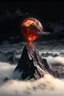 Placeholder: a mountain rises out of the mist into the night sky. at the peak, a dull clay ball is stuck on the mountain peak of the , insides spilling out and flowing down the mountainside. cinematic lighting, realism,HD, jordan grimmer, artstation, grim mood, from below camera angle. a masterpiece, 8k resolution, dark fantasy concept art, by Greg Rutkowski, dynamic lighting, hyperdetailed, intricately detailed, Splash screen art, trending on Artstation, deep color, Unreal Engine, volumetric ligting