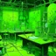 Placeholder: A lime green cybernetic laboratory with slimy bugs painted by Vincent van Gogh