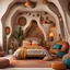 Placeholder: A whimsical and vibrant Nubian-style rustic bedroom featuring white cave rocks as decor. The room showcases colorful artistic Nubian furniture, intricate patterns, and designs under warm lighting. Cozy seating arrangements invite you in, creating a visually stunning and culturally rich aesthetic. With a playful and eclectic atmosphere, mixing textures and colors, the room exudes an epic realism in cinematic 8K quality.