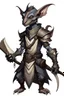 Placeholder: Kobold from dnd, horns, grey diamond - shaped scales, magic book, leather armor