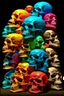 Placeholder: a stack of 1000 anatomically correct cartoonish skulls, vivid colors, dark comedy, well lit, high detail, photorealistic