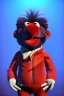 Placeholder: Waist up muppet Portrait, Nicolás maduro muppet doll, tracksuit red blue and yellow, mustache, photo studio, red background, unreal engine 5, concept art, art station, ray tracing, lumen lighting, ultra detail, volumetric lighting, 3d.