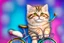 Placeholder: Fluffy tabby cat, adorable kitten, miniature bicycle, whimsical scene, playful concept, vibrant colors, detailed fur texture, charming expression, dynamic composition, cartoonish style, digital art, creative and imaginative, bright and lively palette, joyful atmosphere, skillful rendering, high resolution, skillful lighting to enhance cuteness.