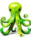 Placeholder: A lime green poison elemental octopus designed in African masks painted by Paul Klee