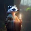 Placeholder: a cute litte badger wearing Hanfu, holding a large candle, BK complex detail, cinema, reality, detail, octane rendering, stoic cinematic 4k epic detailed photograph shot on kodak detailed bokeh cinematic hbo dark moody 8k, 85mm f/16 by leica