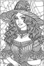 Placeholder: coloring pages for adults, beautiful girl in hallowen costume, in the style of Blocky, Swirly lines, Low Detail, Graded background, Black and white, No Shading, --ar 9:16