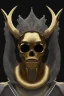 Placeholder: shiny black male African Egyptian alien, cracks in the voodoo head, wicked, eyes, crown, Elephant, 8k, finely detailed, photo realistic, tiger turquoise skull head gold dragon space alien snow skeleton gold horny toad silver crown silver eyes